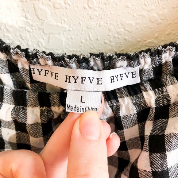 HYFVE Gingham Off The Shoulder Romper Size Large - Picture 5 of 8